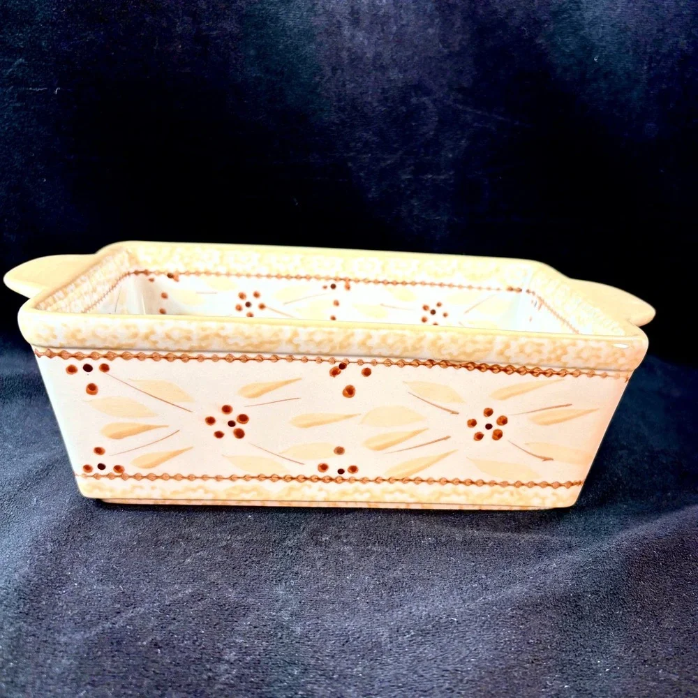 Temp-tations Old World 1.5 QT Rectangle Baker Yellow Floral Stoneware KFI-698704